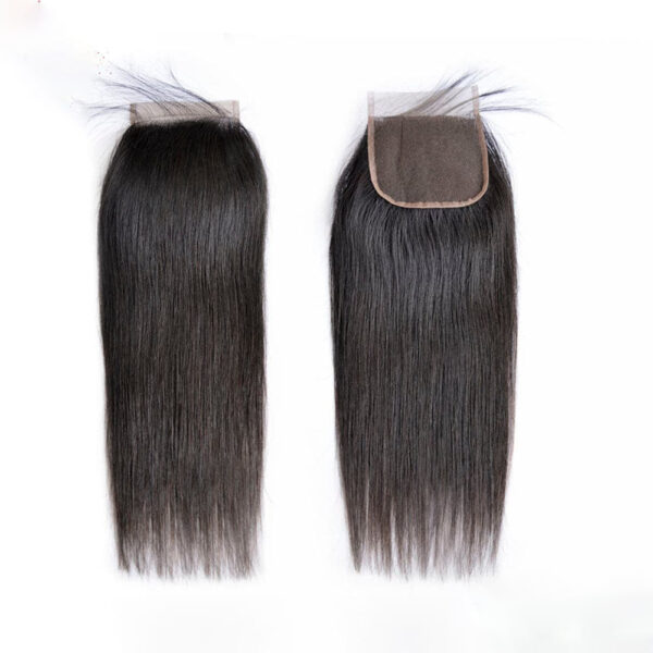 Straight HD Lace Closure 4x4 3 Bundles Natural Black Human Hair 3