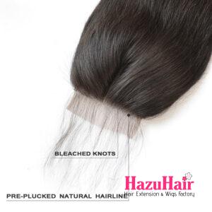 Straight HD Lace Closure 4x4 3 Bundles Natural Black Human Hair 5