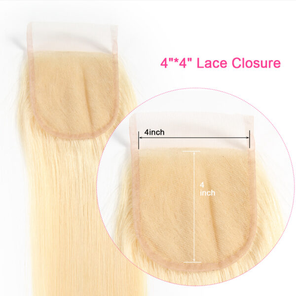 Straight HD Lace Closure 4x4 613 Bleach Blonde 2