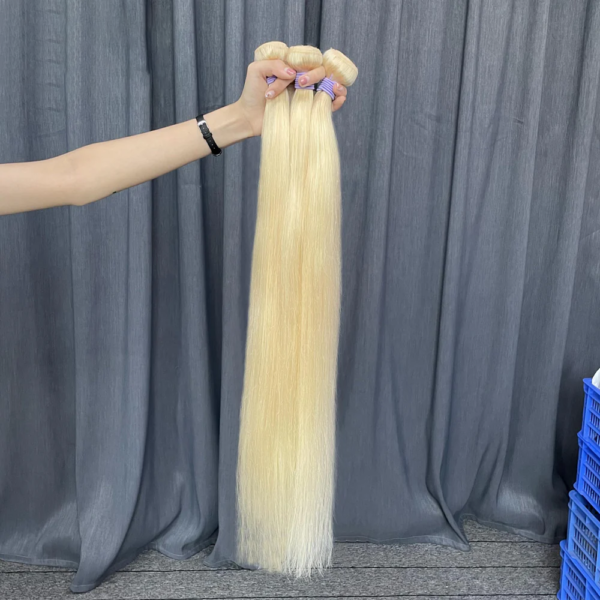 Straight Hair Bundle 613 Bleach Blonde Weave Hair Extensions 2