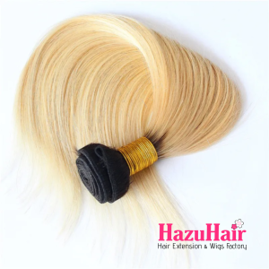 Straight Hair Bundles 1B613 Bleach Blonde With Black Roots Weave Hair Extensions 3