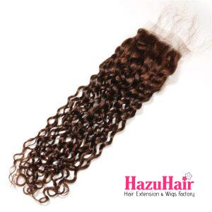 Water Wave HD Lace Closure 4x4 3 Bundles 4 Chocolate Brown Human Hair 2