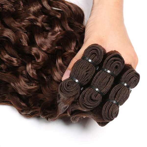 Water Wave HD Lace Closure 4x4 3 Bundles 4 Chocolate Brown Human Hair 4