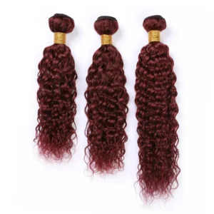 Water Wave HD Lace Closure 4x4 3 Bundles 99J Burgundy Dark Red Human Hair 1