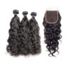 Water Wave HD Lace Closure 4x4 3 Bundles Natural Black Human Hair 3