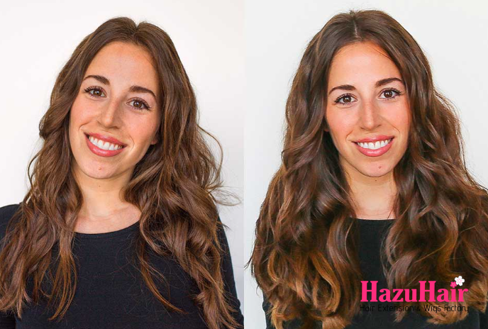 Get Sarahs look with the 220g Ombre Chestnut Hazu Hair extensions 1