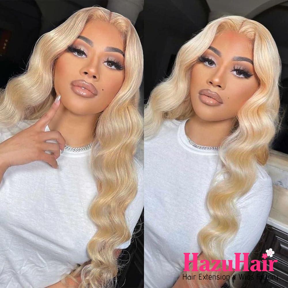 Gold Honey Blonde Lace Front Wigs Human Hair Body Wave Wigs