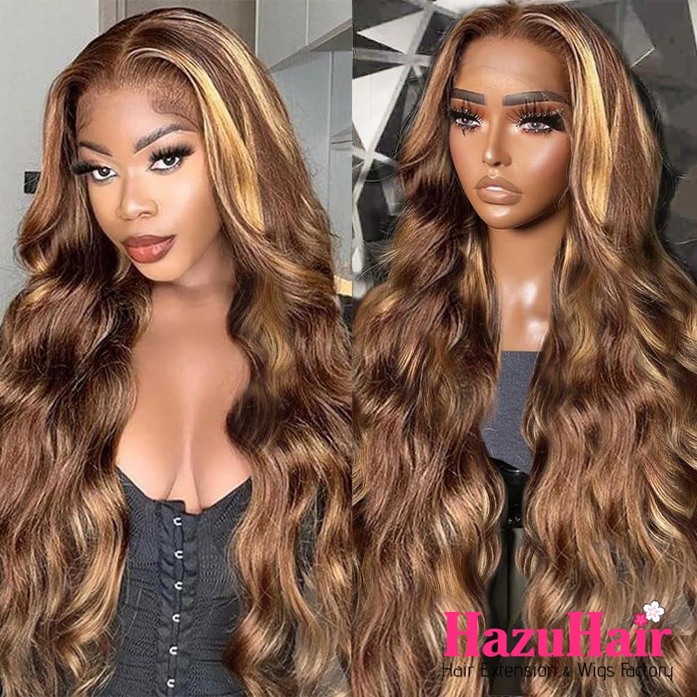 Honey Blonde Ombre Wave Human Hair Lace Front Wig