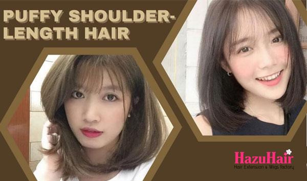 Puffy shoulder length hair