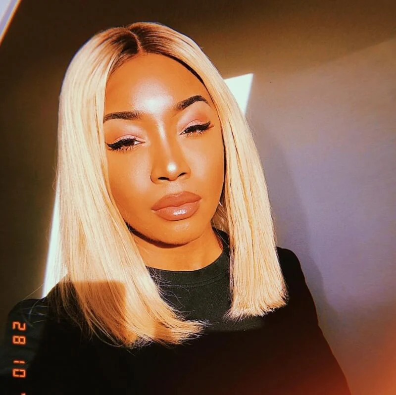 Sleek Middle Part Ombre Blonde Bob