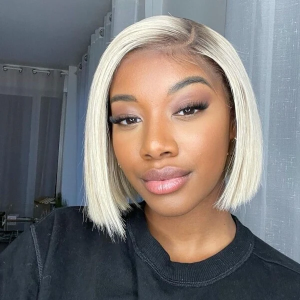 blonde slick bob