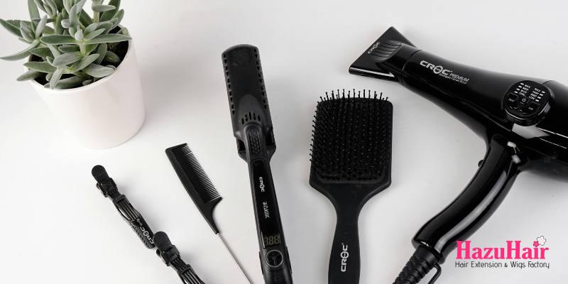 different hair tools on the table