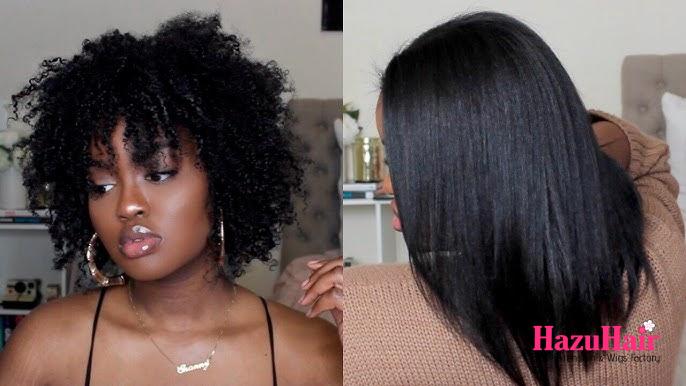 kinky curly and silky straight hair