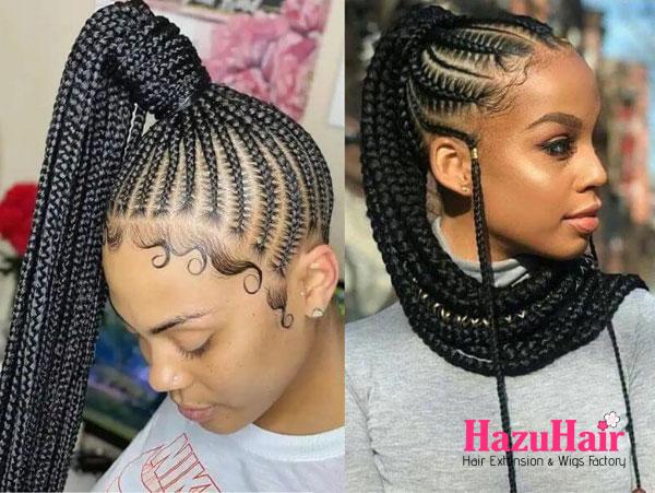 12. Braided Ponytail With Weave