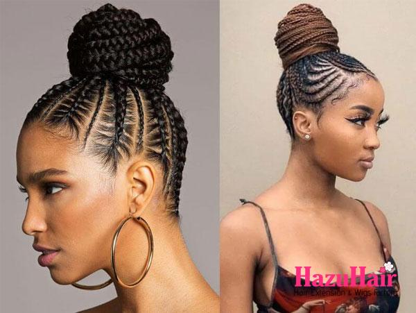 14. High Braid Bun With Weave