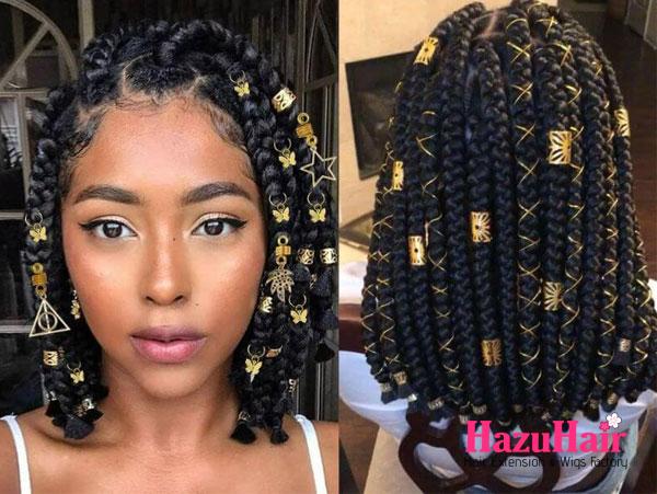 16. Box Braids With Accessories