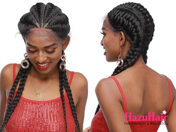 2. Dutch Braids With Weave