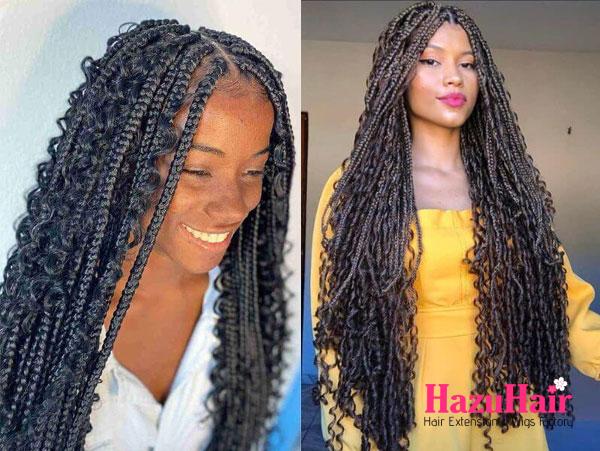 3. Goddess Braids With Weave