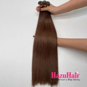 Genius Hair Weft Extensions 4 Chocolate Brown Color Straight Hair 1