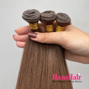 Genius Hair Weft Extensions 4 Chocolate Brown Color Straight Hair 2