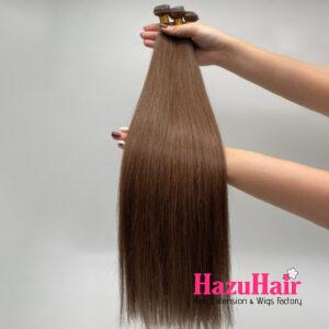 Genius Hair Weft Extensions 4 Chocolate Brown Color Straight Hair 4