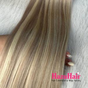 Genius Hair Weft Extensions Ash Blonde and Grey Piano Color Straight Hair 3