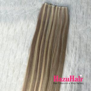 Genius Hair Weft Extensions Ash Blonde and Grey Piano Color Straight Hair 4