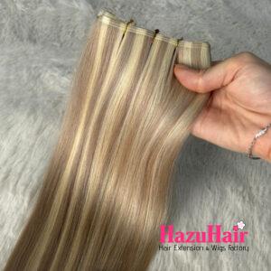 Genius Hair Weft Extensions Ash Blonde and Grey Piano Color Straight Hair 5