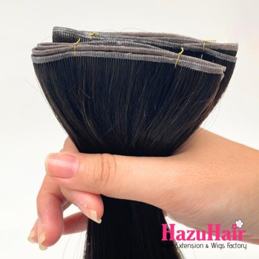 Seamless Invisible Genius Hair Weft Extensions Natural Black Color Straight Hair Virgin Human Hair