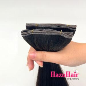 Genius Weft Hand Tied Extensions Natural Black Color Straight Hair 2