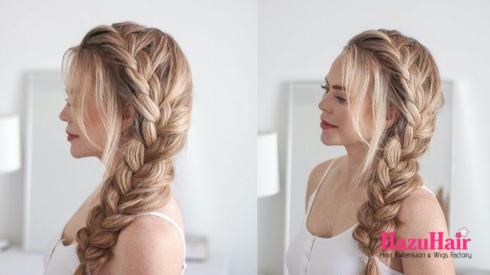 Heatless Long Side Swept Braid hair