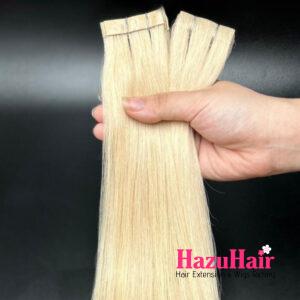 Invisible Tape In Hair Extensions with 613 Bleach Blonde Color Straight Hair 1