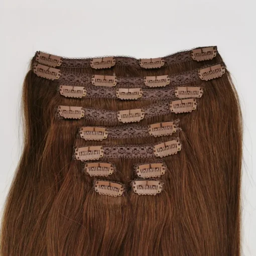 Lace Weft Clip-In Hair Extensions #4 Brown Hair Color Straight Hair WholeSale High Quality