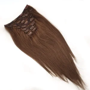 Lace Weft Clip In Hair Extensions 4 Brown Hair Color Straight Hair 5