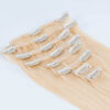 Lace Weft Clip In Hair Extensions 613 Bleach Blonde Color Straight Hair 4