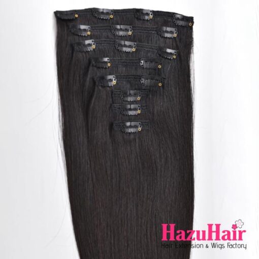 Lace Weft Clip-In Hair Extensions Natural Black Color Straight Hair High Quality
