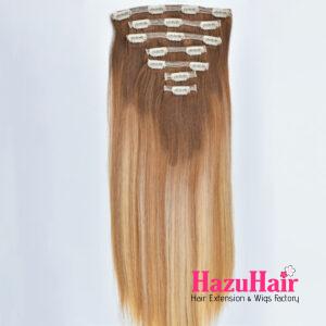 Lace Weft Clip In Hair Extensions Ombre 30 Mix 27 613 Color Straight Hair 1