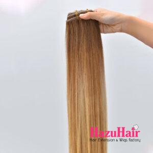 Lace Weft Clip In Hair Extensions Ombre 30 Mix 27 613 Color Straight Hair 4