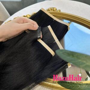 Long Tape In Hair Extensions with Natural Black Color Straight Hair 1