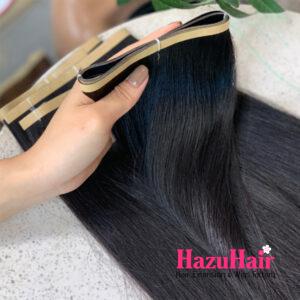 Long Tape In Hair Extensions with Straight Hair Natural Black Color 1