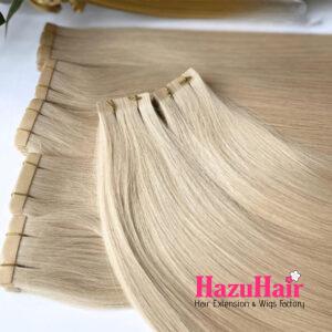 Normal Tape In Hair Extensions Color 24 Light Golden Blonde Straight Hair 2