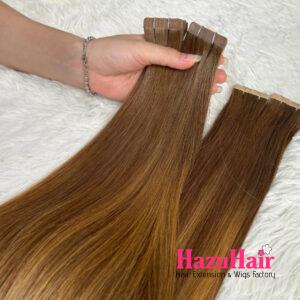 Normal Tape In Hair Extensions MM Mocha Melt Color Straight Hair 2