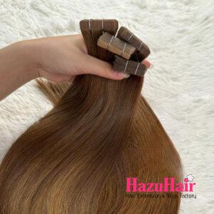 Normal Tape In Hair Extensions MM Mocha Melt Color Straight Hair 3