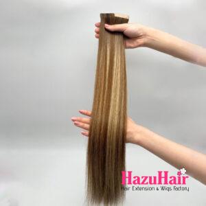 Normal Tape In Hair Extensions Piano Mocha Melt Color Straight Hair 1