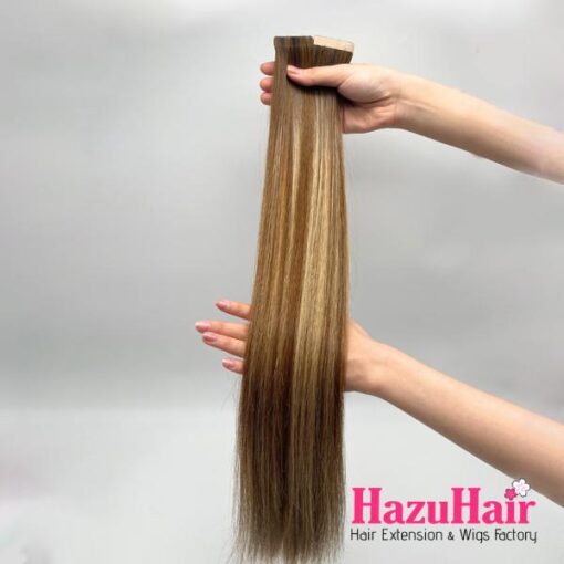 Normal Tape In Hair Extensions Piano Mocha Melt Color Straight Hair