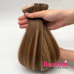 Normal Tape In Hair Extensions Piano Mocha Melt Color Straight Hair 5