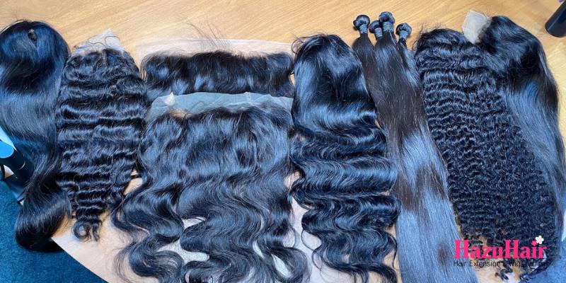 Private Label Showroom Hair Bundles on a Table