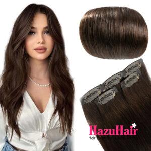 Seamless Clip In Hair Extensions 2 Dark Brown Color Straight Hair 1