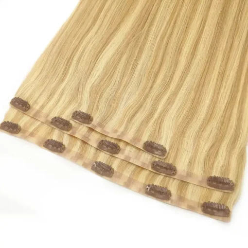 Seamless Clip-In Hair Extensions Balayage #27/613 Color Straight Hair 100% Raw Human Hair High Quality