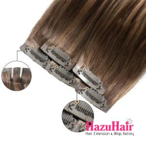 Seamless Clip In Hair Extensions T4 27 4 Balayage Cololate Brown to Caramel Blonde Straight Hair 2